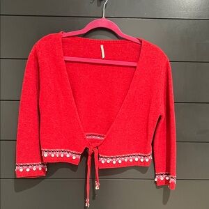 Red Women's Sweater with Embellishments
